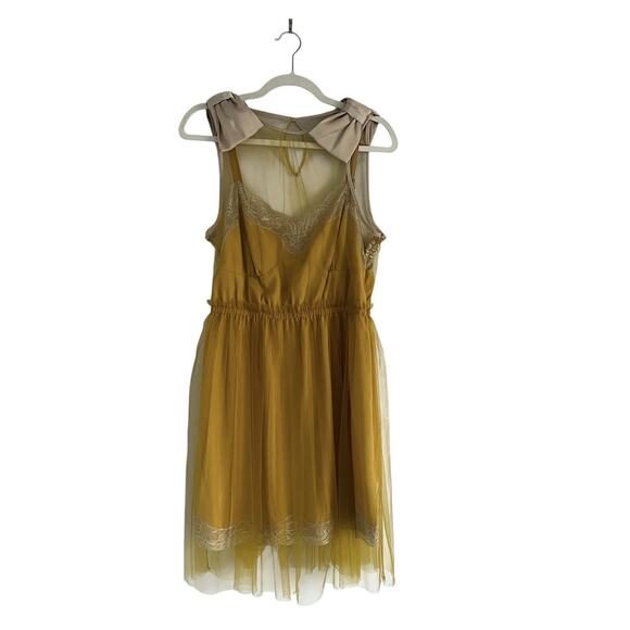 Rodarte X Target Mustard Yellow Tulle Slip Mini Dress Sz M Whimsigoth Grunge - Picture 2 of 11